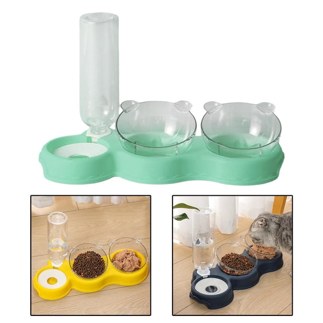 Dispensador de cuencos de gatos Colco de agua de alimentos para mascotas con botella desmontable