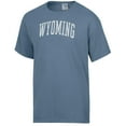 thumbnail image 2 of Men's-ComfortWash  Heather Blue Wyoming Cowboys Distressed Arch T-Shirt, 2 of 3