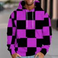 thumbnail image 2 of ZCFZJW Mens Casual Drawstring Hooded Sweatshirts Fashion Plaid Print Long Sleeve Warm Pullover Tops Trendy Oversized Baggy Hoodie Outwear Coat with Pocket Purple XL, 2 of 5
