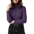 thumbnail image 2 of DYTTDG Women's Ribbed Turtleneck Long Sleeve Knit Pullover, Solid Stretch Slim Soft Base Layer Sweater for Fall Winter Daily Layering, 2 of 8