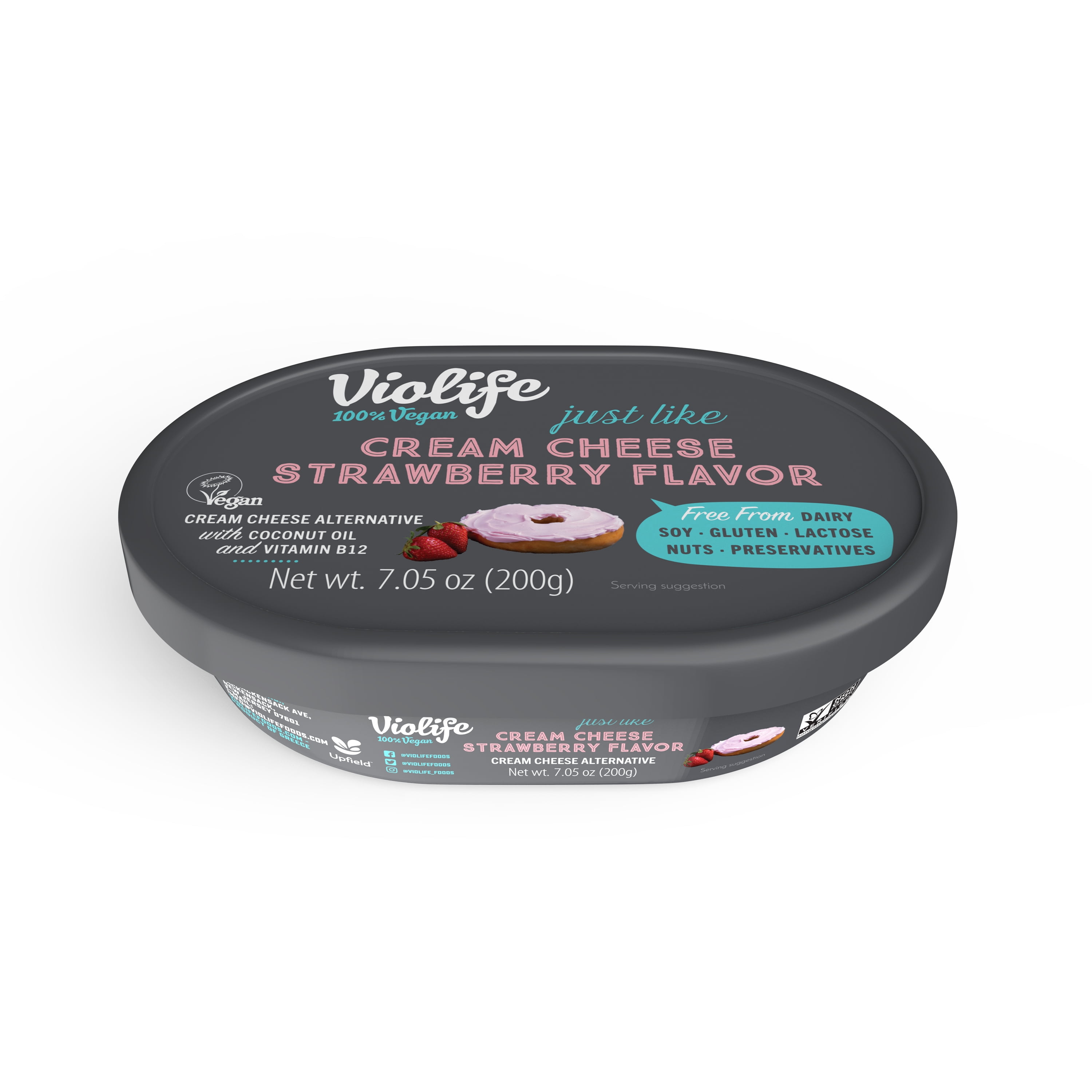 Violife Just Like Cream Cheese, Strawberry Flavor, Vegan, 7.05 oz Tub