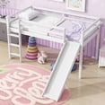 thumbnail image 2 of Leumius Twin Low Loft Bed with Slide, Ladder, Safety Guardrails, Rubber Wood Twin Loft Bed for Boys Girls White, 2 of 9