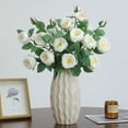 thumbnail image 2 of Real Touch Roses Artificial Flowers Fake Peonies with Long Stem Realistic Faux Peonies Flower for Wedding Party Home Table Centerpieces Decorations, 2 of 5