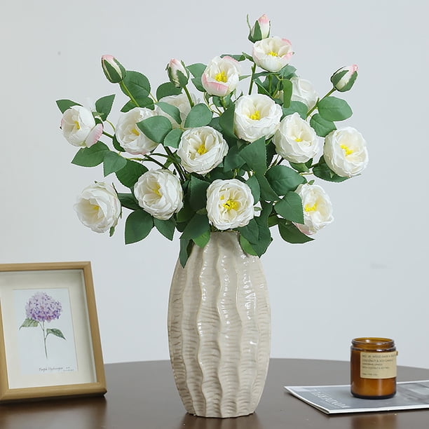 Ramo de Rosas Europeas Artificiales con Flores de Seda para Decoración del Hogar, Centros de Mesa para Bodas, Arreglos para Florero y Decoración de Eventos