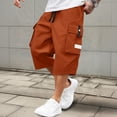thumbnail image 2 of Inglocry Men Casual Drawstring Capri Cargo Pants, 2026 New Shorts Quick Dry 3/4 Knee Length Loose Fit Work Shorts Multi Pockets Wine M, 2 of 5