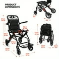 thumbnail image 4 of Ultralight Transport Wheelchair (Only 15 Lbs), Folding Portable Wheelchair with Handbrake, Airplane Travel Trolley for Elderly, Adult Wheelchair with Bag (With Telescopic Handle), 4 of 6