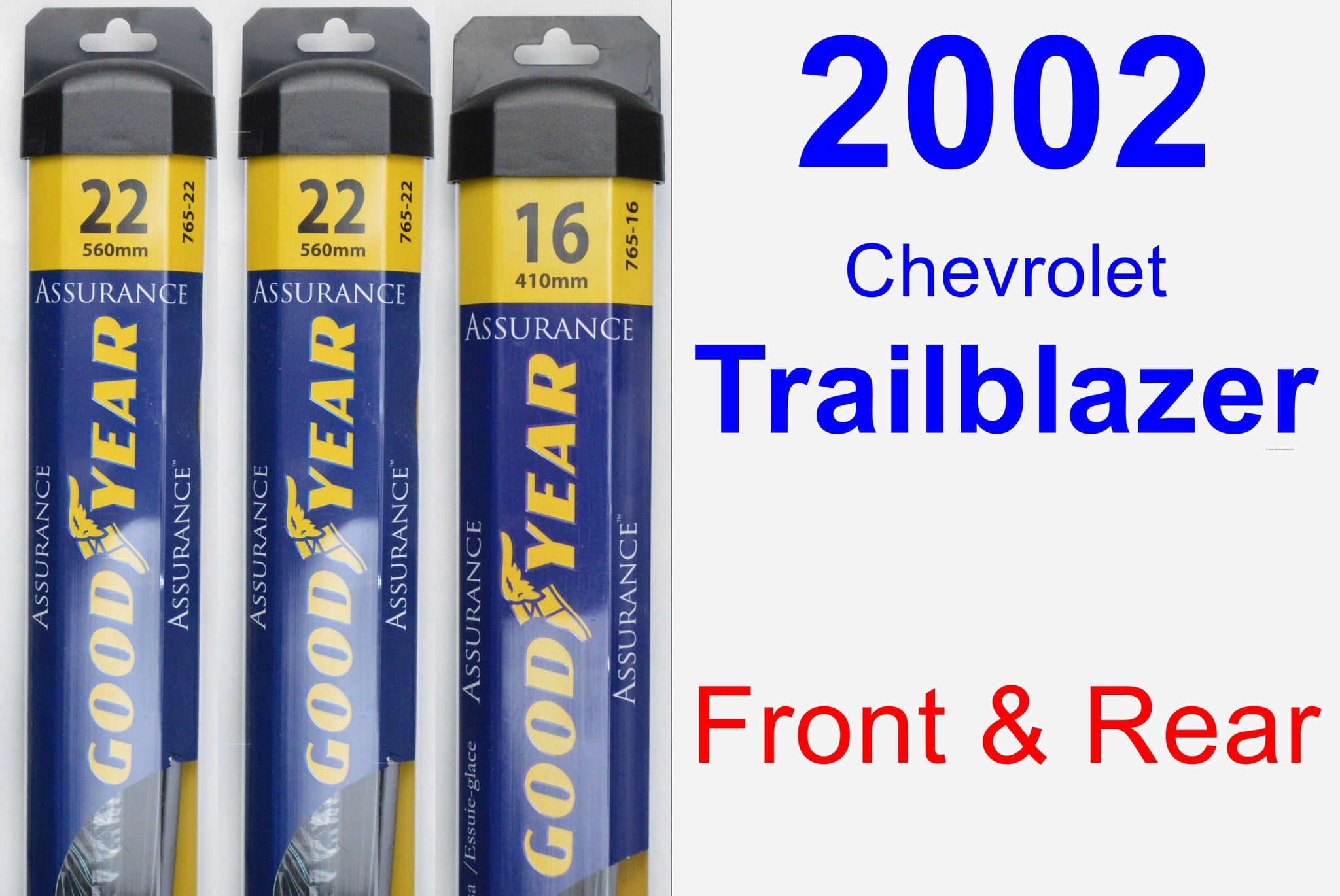 2002 Chevrolet Trailblazer Wiper Blade Set/Kit (Front & Rear) (3 Blades