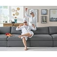 thumbnail image 6 of Roomy Homy Modular Sectional Sofa, 76 Inches Down Filled Sectional Sofa, Loveseat Oversized Comfy Couch for Living Room, Grey Linen Cloud Couch Set, 6 of 6