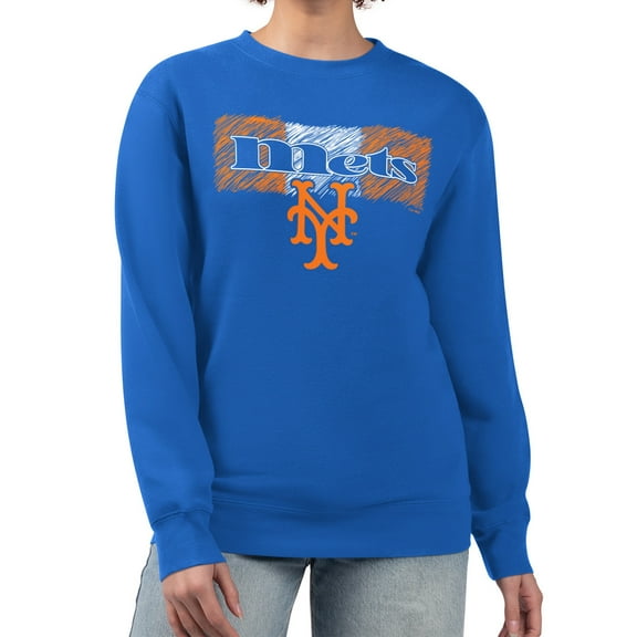 Women's Starter Royal New York Mets Team Color Shading Fleece Pullover Sweatshirt