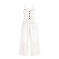 thumbnail image 7 of Kctiaxy Jeans for Women V Neck Button Tank Denim Jumpsuit Solid Fashion Summer Casual Wide Leg Pants, 7 of 7