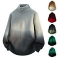 thumbnail image 4 of FRSASU Men's Big Tall Quarter Zip Sweater Mock Neck Wool Gradient Pullover Sweaters Fall Winter Casual Knit Pullovers Gray, 4 of 5