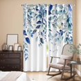 thumbnail image 3 of Blue Teal Eucalyptus Leaves Kitchen Curtains 84 Inch Length, Watercolor Weeping Botanical Grommet Top Bedroom Living Room Curtains, Light Filtering Cafe Curtain Drapes 2 Panels Set 84''x84'', 3 of 9