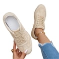 thumbnail image 5 of Women's Low Top Casual Shoes Lace Up Retro Flat Sneakers Non Slip Gum Sole Comfortable for Walking Shopping Daily Wear Ladies Fashion Shoes 37, 5 of 5