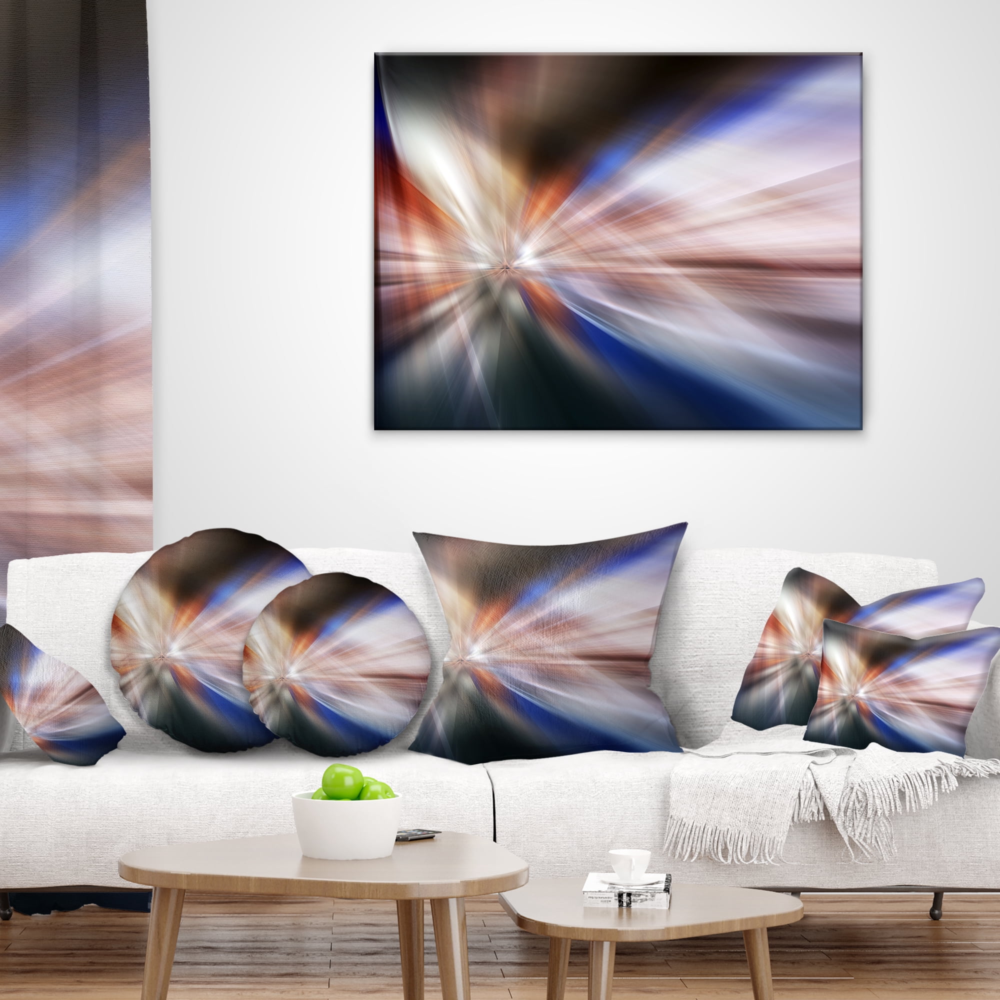 Designart White Focus Color - Abstract Throw Pillow - 16x16