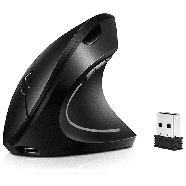 Ratón Ergonómico Inalámbrico Recargable 2.4 Ghz 3 DPI Negro BLOOSOM