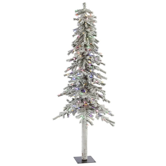 Vickerman 6' Flocked Alpine Artificial Christmas Tree, Multi-Colored LED Dura-Lit lights