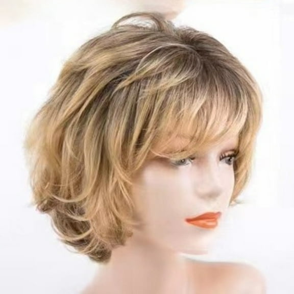 Elf Cut Wig Short Hair Wig with Bangs Mixed Color Highlights Fluffy Synthetic Wig Replacement Wig for Women Halloween Costume Wig