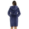 thumbnail image 2 of Just Love Women's Hooded Velour Robe with Lined Hood and Pockets (Navy, Large), 2 of 4