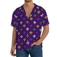 thumbnail image 3 of Xecao offers the Purple Mardi Gras for Men's Casual Short-sleeved Shirt, a button-up collared shirt with a pocket, perfect for beach vacations and yacht travel in the 4X-Large size., 3 of 7