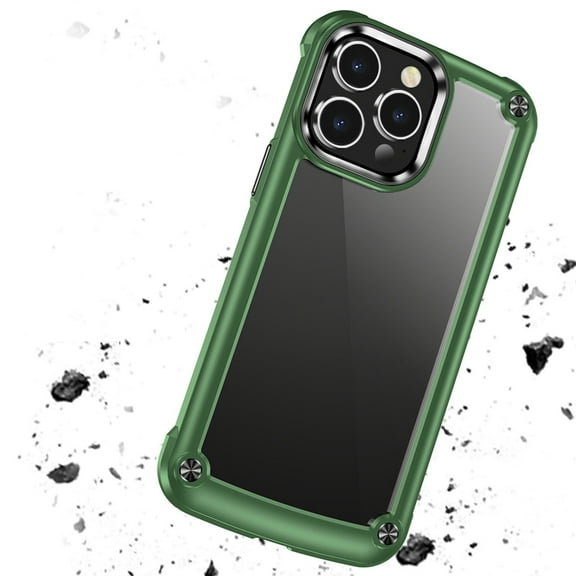Designed for Apple iPhone XR Hybrid Transparent Rubber with Metal Buttons & Camera Edges Hard TPU Corner Bumper Frame Shockproof Phone Case Cover [Green]