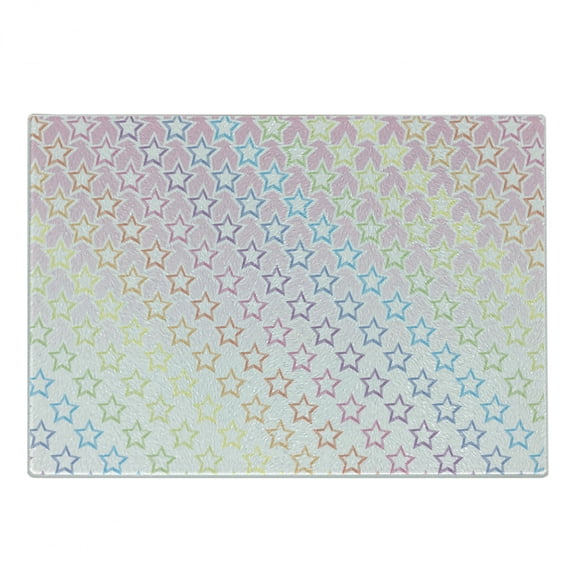 Star Cutting Board, Stars in Rainbow Colors Galaxy Milky Wayme Teen Pattern Print, Decorative Tempered Glass Cutting and Serving Board, Small Size, Pink Multicolor, by Ambesonne
