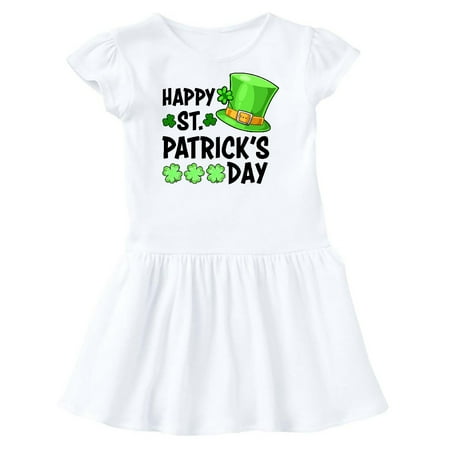 

Inktastic Happy St. Patrick s Day Green Hat and Clovers Gift Toddler Girl Dress