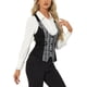 thumbnail image 4 of Chaleco Vintage sin mangas de panel de ante falso de cuadros para mujer Inspire Chic XL Negro, 4 of 6