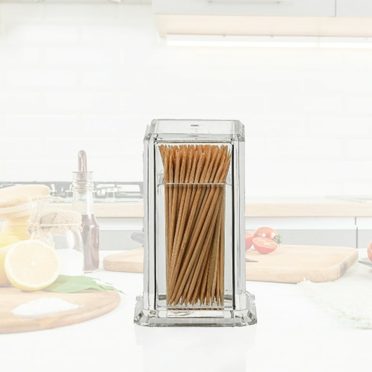 VEAREAR Toothpick Bottle Elegant Clean Square Shape Non toxic For