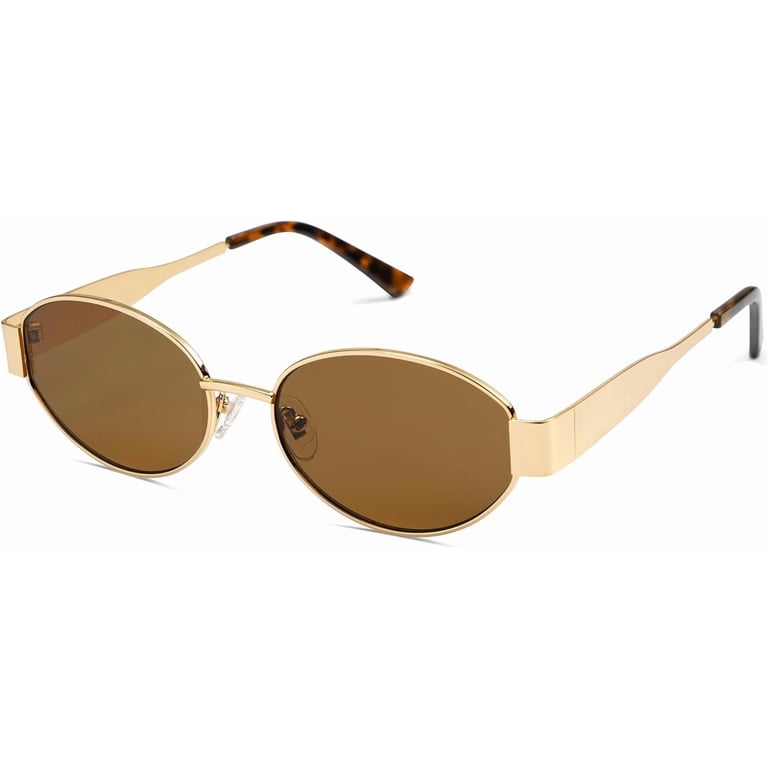 DUANHUI UV400 Protection Unisex Retro Oval Sunglasses, Gold  display picture 1