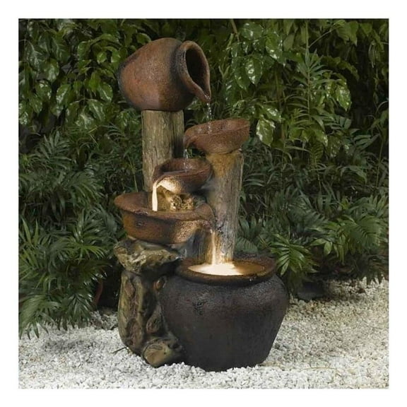 Bowery Hill Polyresin Brown Fountain Weatherproof 32.3"