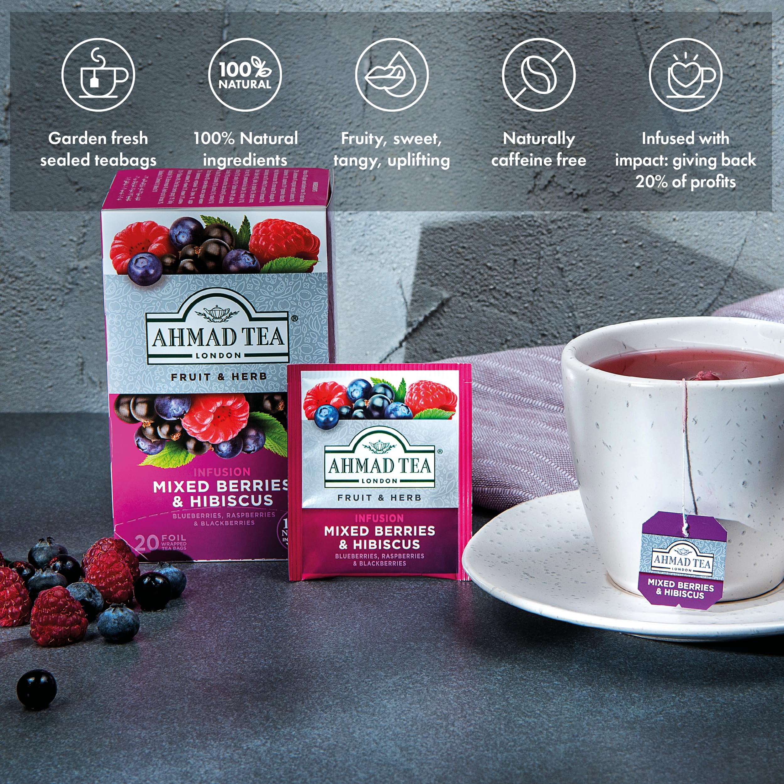 , Mixed Berries & Hibiscus, 20 Count (Pack Of 6)