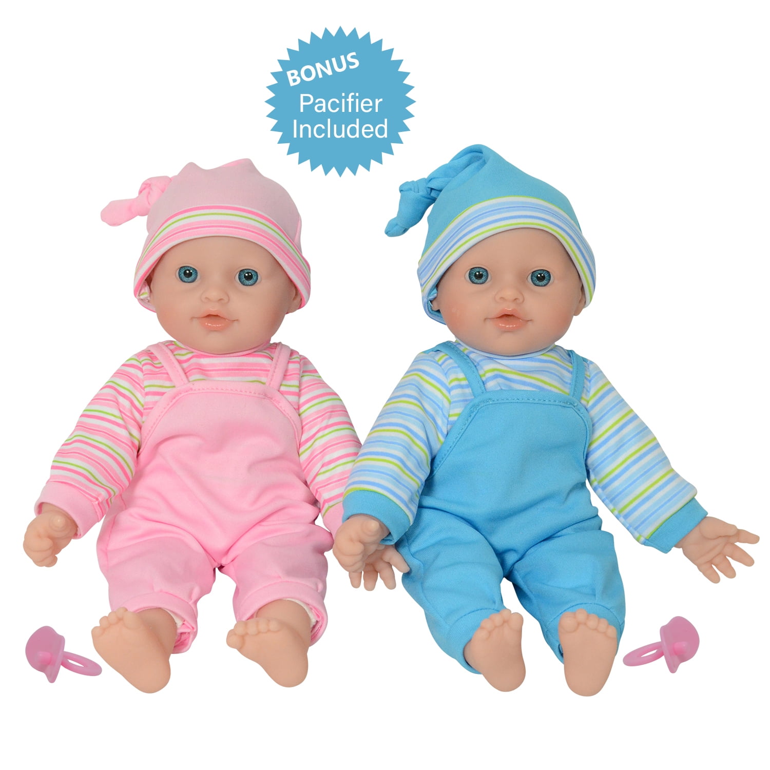 Little Baby Twins Set of 2 Baby Dolls With Dummy Accessory Pink & Purple 