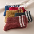 thumbnail image 7 of Women Vintage Striped Wool Socks, Fall Winter Warm Hiking Crew Knit Soft Socks 5 Pairs, 7 of 7