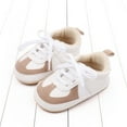 thumbnail image 6 of Huowey Boys Shoes Classic Lace Up First Walking Sneakers Soft Sole Infant Baby Shoes Lightweight Non Slip Gym Shoes,Beige,3-5M, 6 of 8