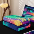 thumbnail image 6 of Manfei Pretty Sunset Zipper Twin Comforter Sets with Fitted Sheet and 2 Pillowcases,Multicolor Ocean Waves Zipper Bedding Set,Black Reversible,4pcs, 6 of 8