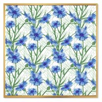 Designart 'Blue Cornflowers With Green Leaves On White I' Traditional Framed Canvas Wall Art Print