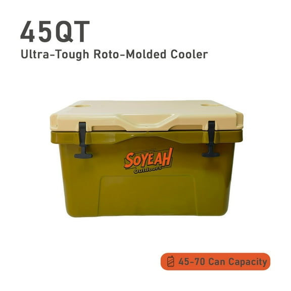 45QT Insulated Cooler with Leak-Proof Seal & Dual-Purpose Hot & Cold for Winter Outdoor Party/Car Camping (Military Green)