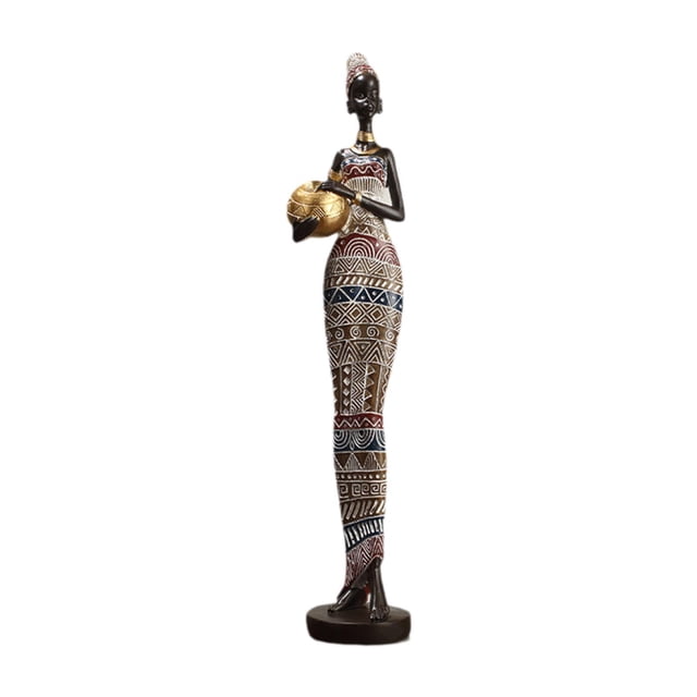 Figura de mujer negra de resina, escultura decorativa de escritorio, pintada a mano. Estilo C