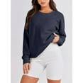 thumbnail image 4 of Cenuakty Women Sweatshirt, Long Sleeve Crew Neck Solid Zipped Hoodie Pullover Casual Tops, 4 of 9