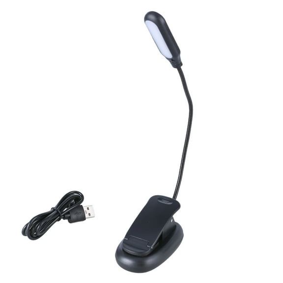 LED Light USB Rechargeable Desk Clip Lamp with 5 LEDs, 3 Color Adjustable Angle Flexible Clamp Reading Lamp