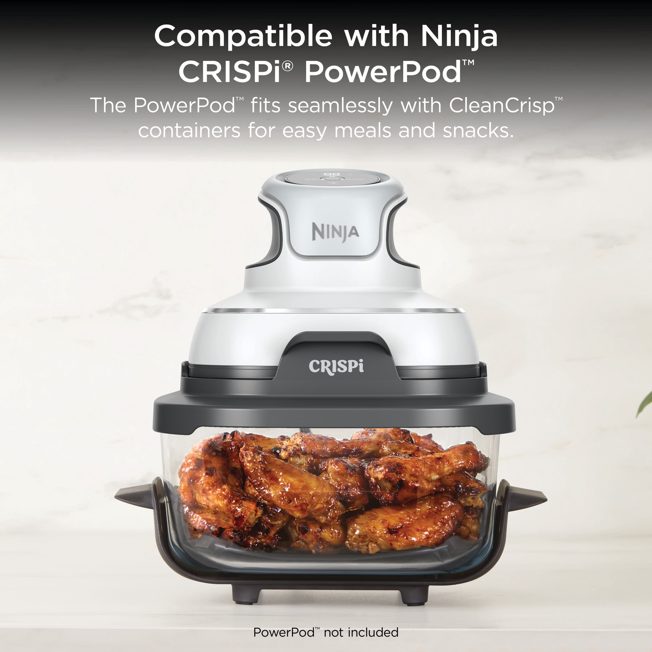 Ninja 4-Qt CleanCrisp Glassware Container, Compatible with Ninja Crispi Portable Cooking System, Microwave, Freezer and Dishwasher Safe, Glass Cooking Surface, Storage Lid