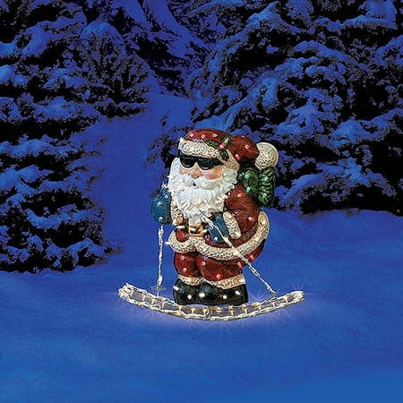 Animated Skiing Santa Light Sculpture