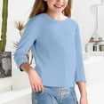 thumbnail image 5 of Ruyang Girls Lined Sweater Plain Crew Neck Soft Thin Pullover Tops Kids Fall Comfy Long Sleeve Sweater Clothes Lightweight, 5 of 9