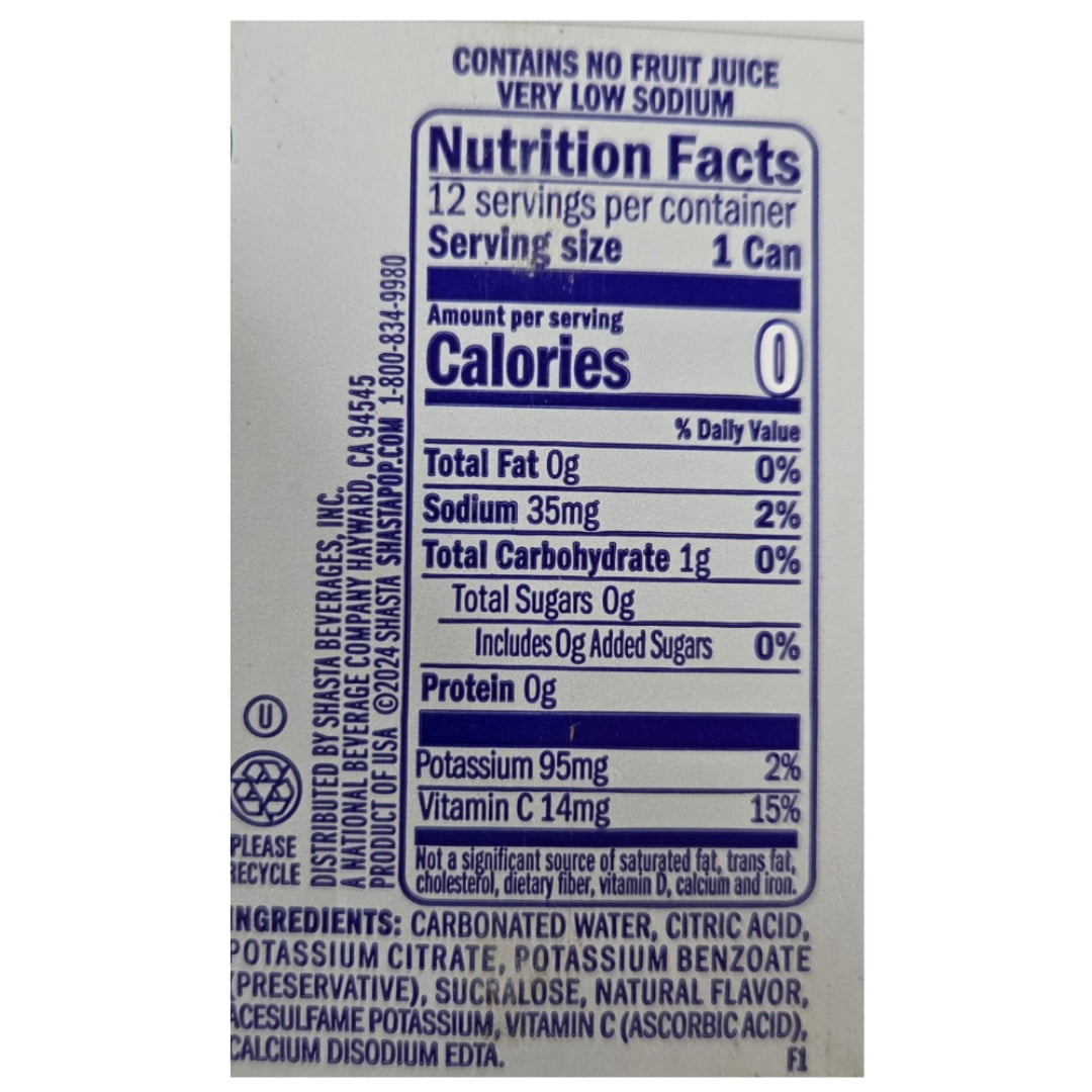 Shasta Zero Sugar Twist Soda - 24 Cans