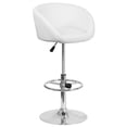 thumbnail image 1 of Contemporary White Vinyl Adjustable Height Barstool with Barrel Back and Chrome Base, 1 of 9