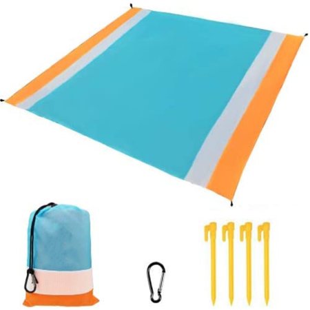 Clearance Sales Cumka Beach Blanket 83"x80" Water Resistant Sandproof Beach Blanket Mat Portable Outdoor Beach Accessories for Picnic Camping Blankets(Blue And White Orange)