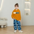 thumbnail image 2 of Ulitacool Boys Fall Outfits Fall Winter Sweatsuit Camo Print Hooded Long Sleeve Sweatshirt Pants Loose Fit Kids 2 Piece Clothes Set Sweet Basic Playsuit Orange 9-10 Years, 2 of 4