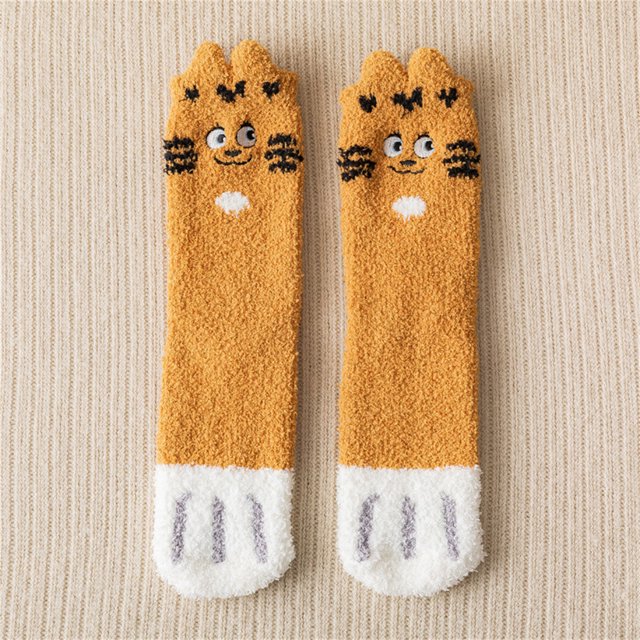 Fuzzy Cat Socks Fluffy Cozy Slipper Socks Winter Sleeping Socks With Cat Pattern For Women Girls Gifts