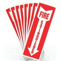 Assured Signs Fire Extinguisher Sign Stickers | 4 by 12" | 5 Mil Vinyl | 8 Pack | Red and White