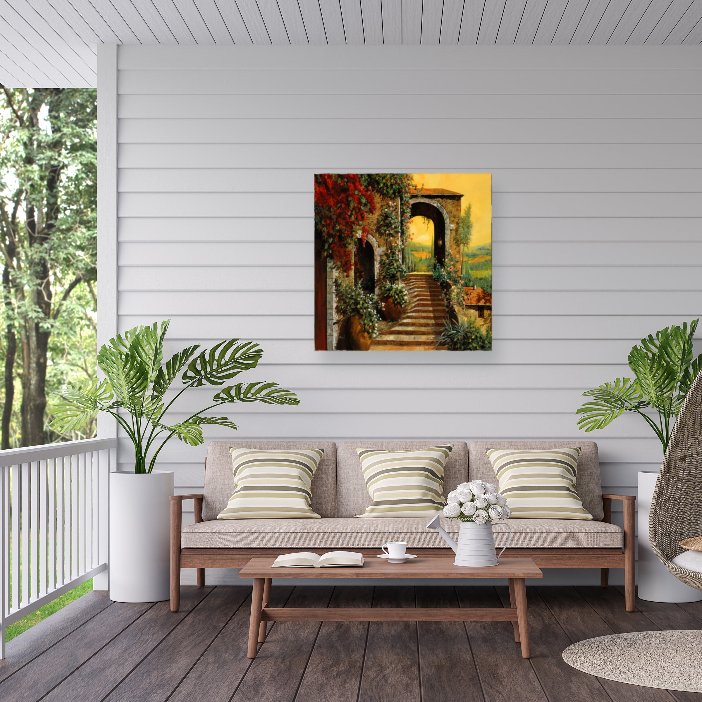 Guido Borelli 'Le Scale' Outdoor Canvas 35x35
